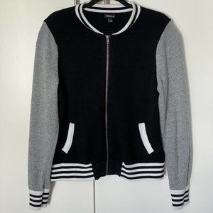Torrid Black Zip Varsity Bomber Sweater Sz 1